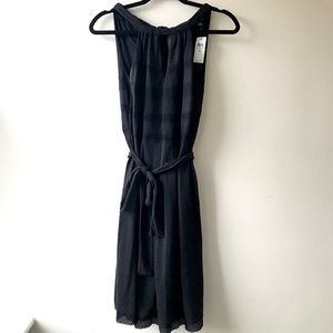 Comfy Black Cotton Dress with Crochet Details